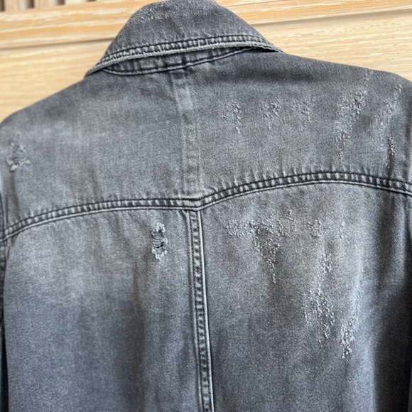 Free People Oversized Distressed Denim Jacket - Picture 2 of 9